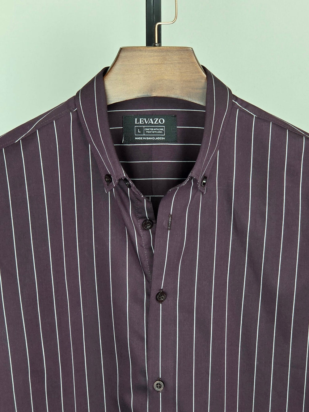 Deep Espresso Full Sleeve Shirt with White Pinstripes