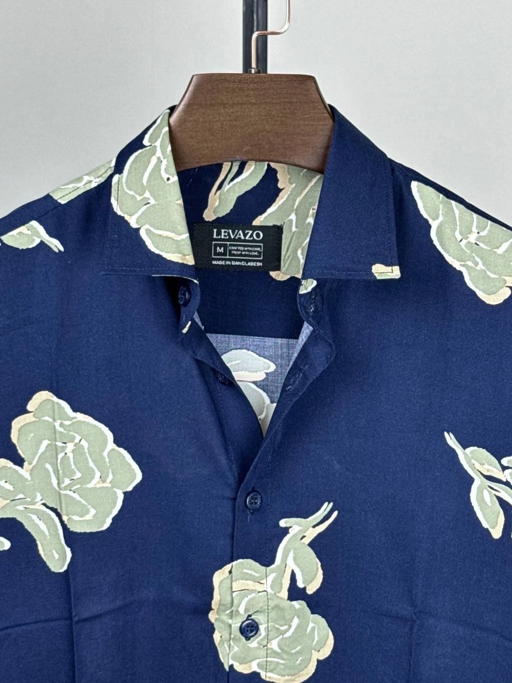 Navy Blue Sage Floral Drop Shoulder Shirt