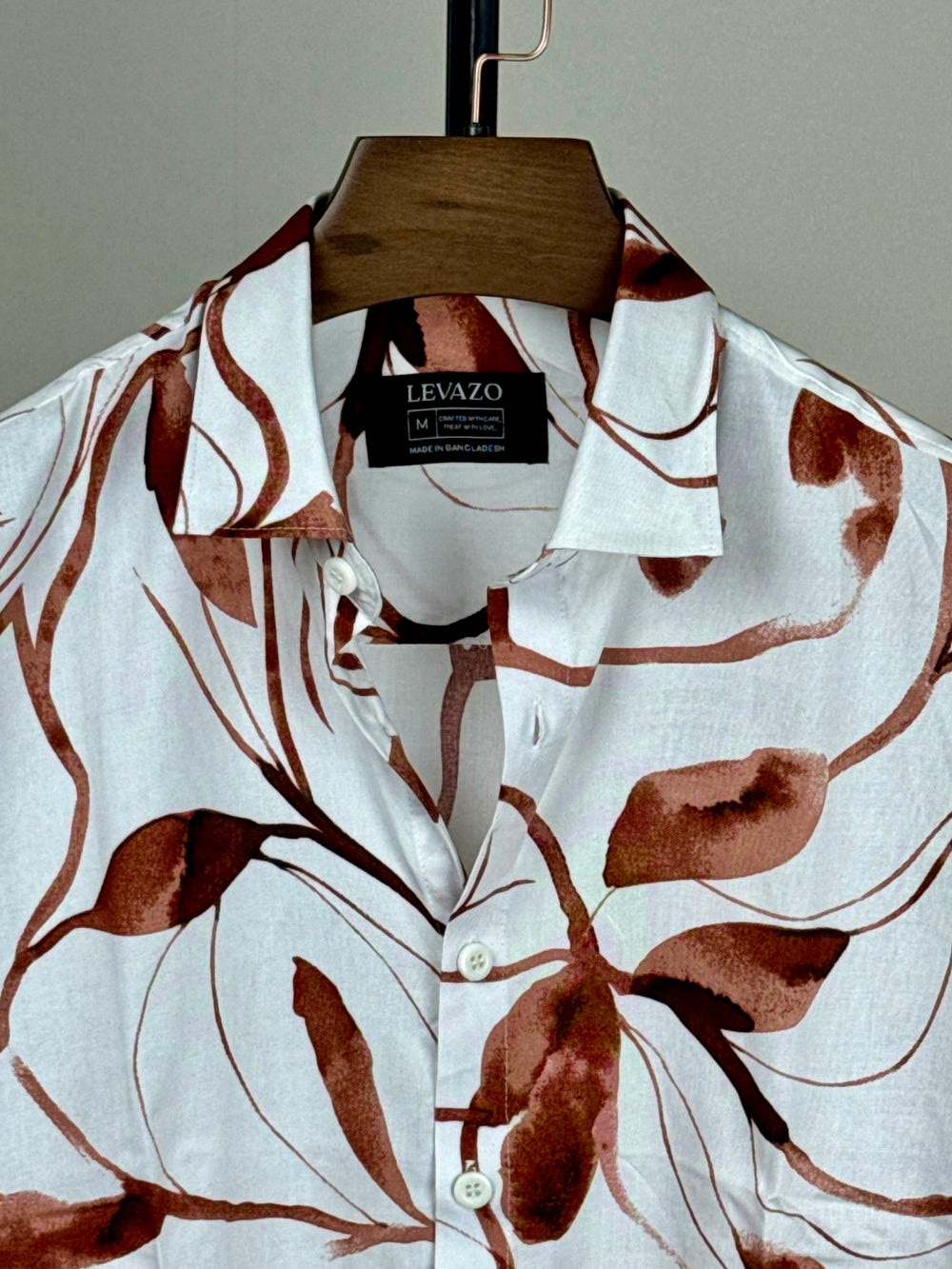White Brown Abstract Drop Shoulder Shirt