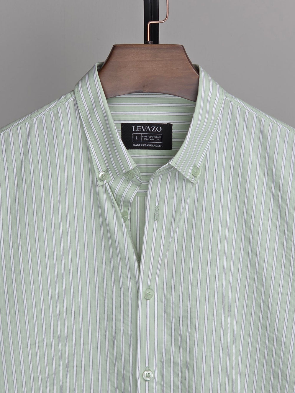 Sage Green Full Sleeve Shirt with White Pinstripes